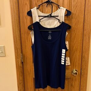 St. John's Bay Tank Tops, 1 Navy, 1 Cream NWT